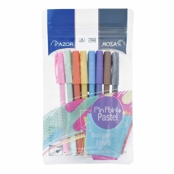 Bolígrafo Punto Fino Colores Pastel Surtidos Bolsa con 8 Piezas Pin Point 6808P