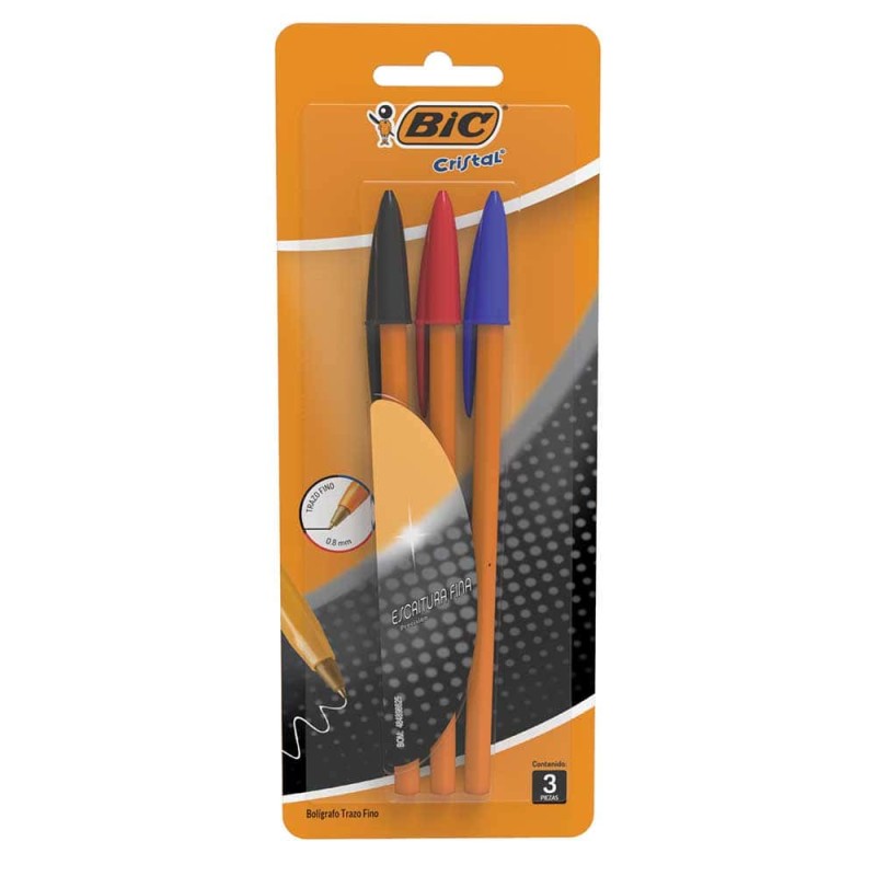 Bolígrafo Punto Fino Stick Negro, Rojo y Azul Blíster con 3 Piezas Precisión BIC 515775