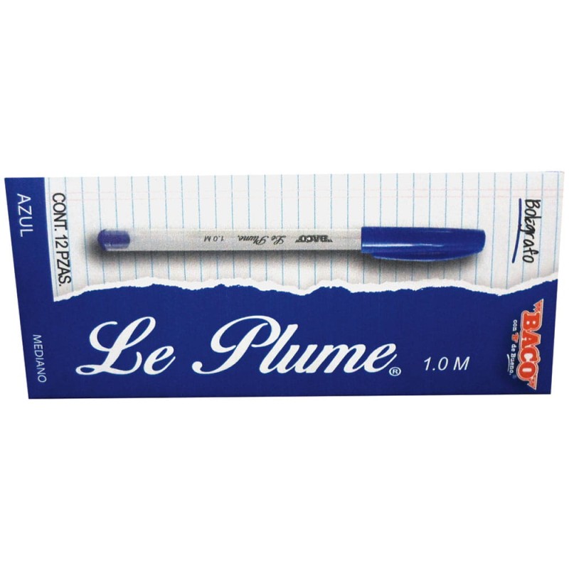 Bolígrafo Punto Mediano Stick Azul Caja con 12 Piezas Le Plume