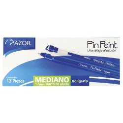 Bolígrafo Punto Mediano Stick Azul Caja con 12 Piezas Pin Point