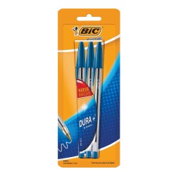 Bolígrafo Punto Mediano Stick Azul Dura+ Blíster con 3 Piezas BIC 966693