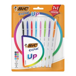 Bolígrafo Punto Mediano Stick Colores Surtidos Blíster con 7 Piezas + 1 Pieza Up Bic