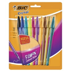 Bolígrafo Punto Mediano Stick Fashion Blíster con 10 Piezas Shimmers Bic