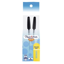 Bolígrafo Punto Mediano Stick Negro Bolsa con 2 Piezas Kilométrico