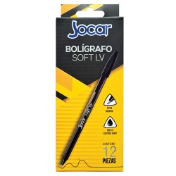 Bolígrafo Punto Mediano Stick Negro Caja con 12 Piezas Jocar