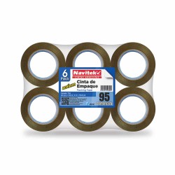 Cinta Adhesiva Canela para Empaque de .48 x 150 m Paquete con 6 Piezas Navilux