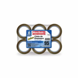 Cinta Adhesiva Canela para Empaque de .48 x 50 m Paquete con 6 Piezas Navilux