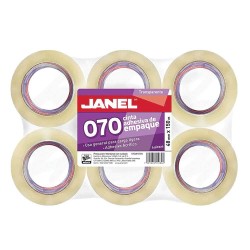 Cinta Adhesiva Transparente para Empaque de .48 x 150 m Paquete con 6 Piezas Janel