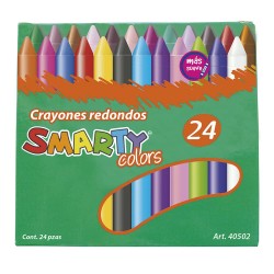 Crayón Escolar Redondo Delgado con 24 Colores Smarty