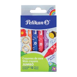 Crayón Escolar Redondo Jumbo Caja con 12 Colores Pelikan