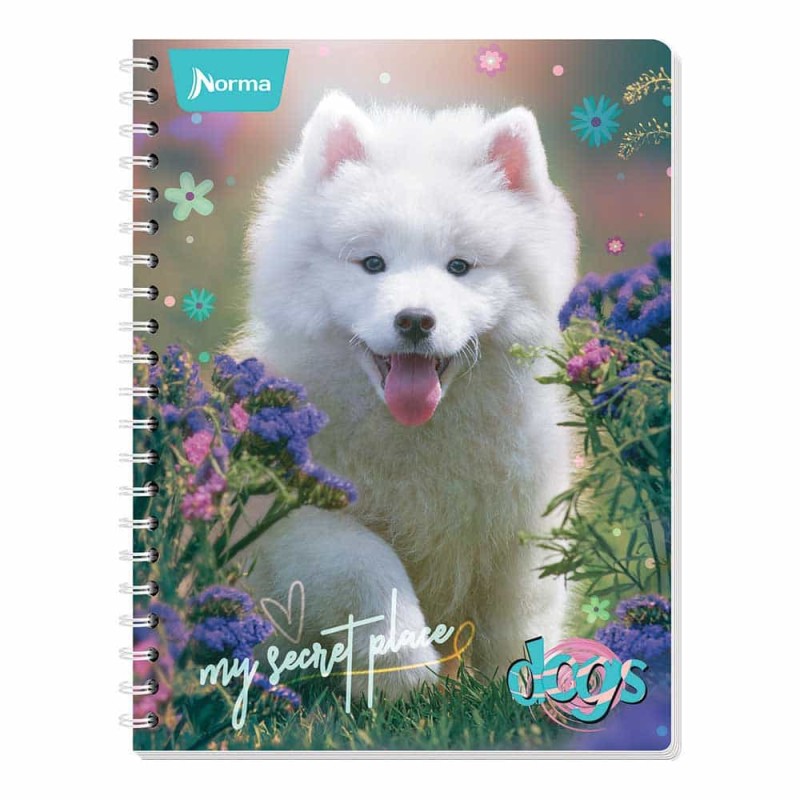 Cuaderno Espiral de 100 Hojas Francés Cuadro Chico Dogs