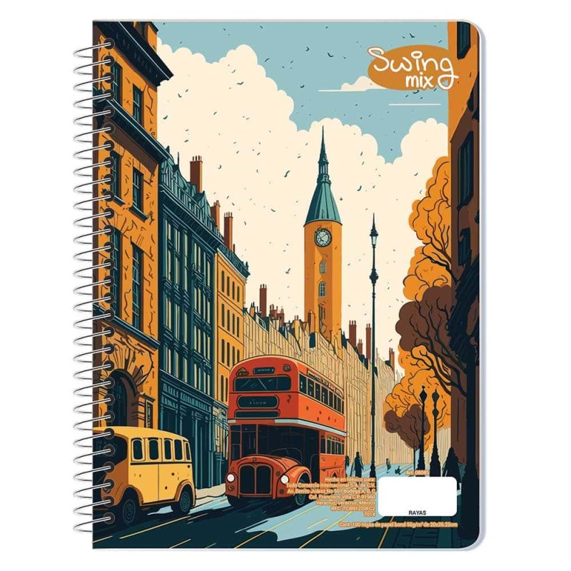 Cuaderno Espiral de 100 Hojas Profesional de Cuadro Grande Swing Mix