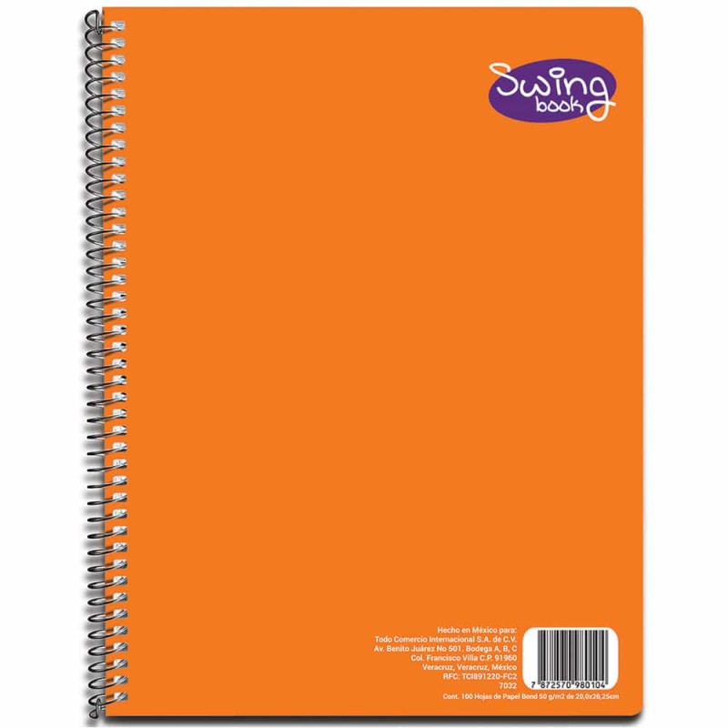 Cuaderno Espiral de 100 Hojas Profesional de Doble Raya Swing Color