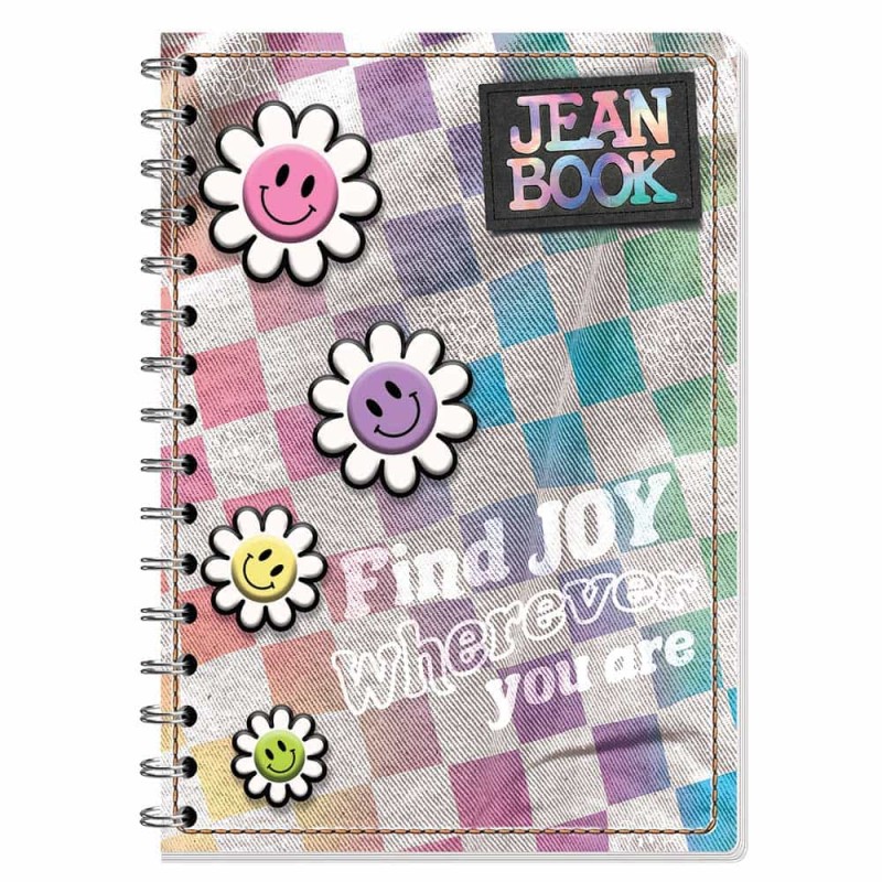 Cuaderno Espiral de 200 Hojas Profesional de Raya Moda Jean Book
