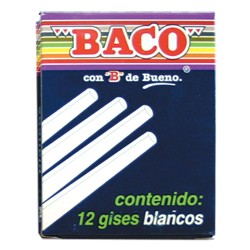 Gis Blanco Caja con 12 Piezas Baco
