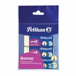 Goma de Borrar Blanca Grande Bolsa con 3 Piezas Strike 20 Pelikan