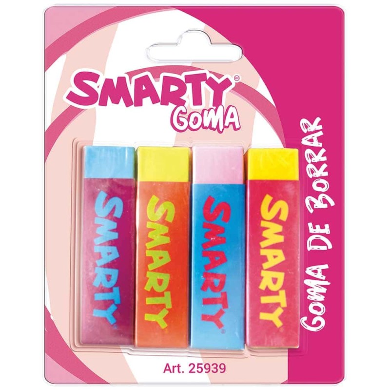 Goma de Borrar Candy Blíster con 4 Piezas Smarty