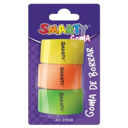 Goma de Borrar Colors Blíster con 3 Piezas Smarty