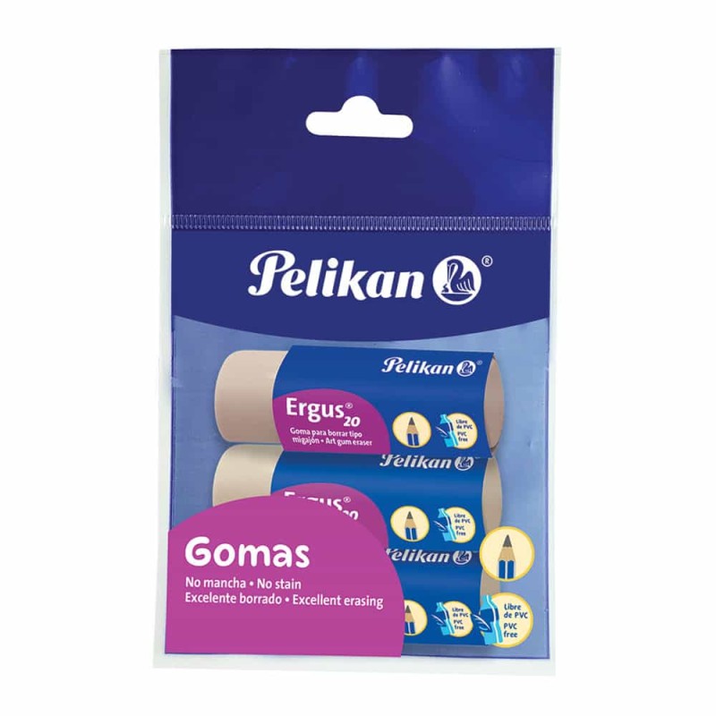 Goma de Borrar Migajón Bolsa con 3 Piezas Ergus Pelikan