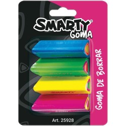 Goma de Borrar Triangular Blíster con 4 Piezas Smarty