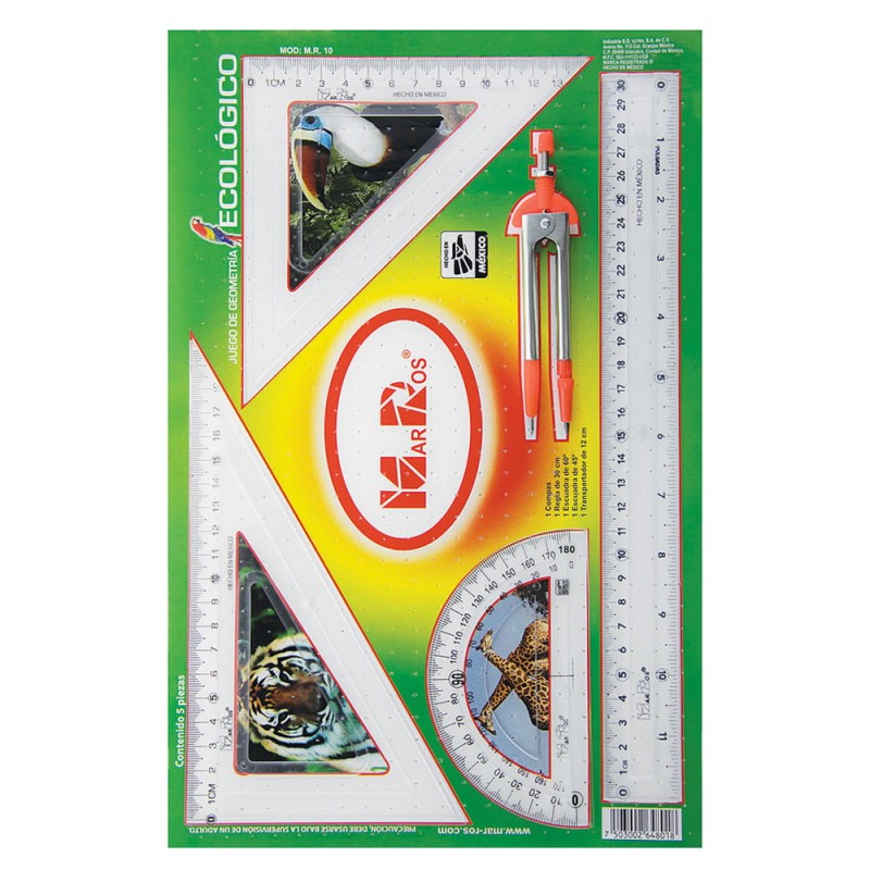 Juego de Geometría Plástico Grande Marros