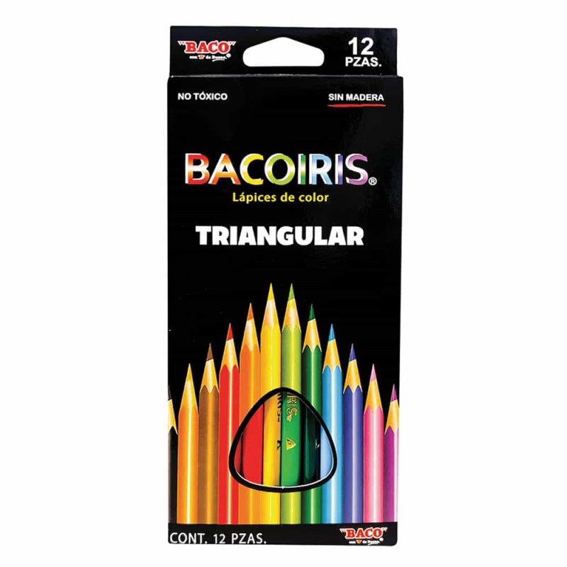 Lápices de Colores Caja con 12 Largos Triangulares Bacoiris