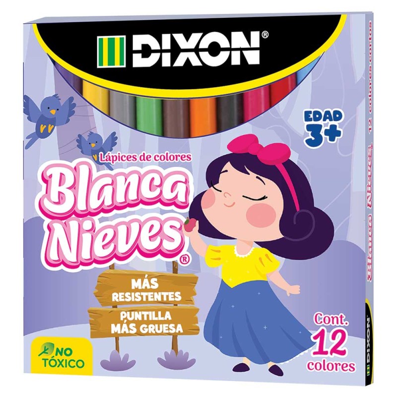 Lápices de Colores Caja con 12 Piezas Cortos Redondos Blanca Nieves