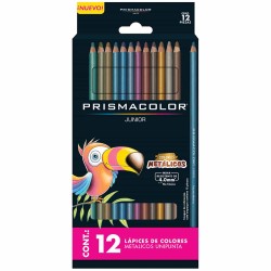 Lápices de Colores Caja con 12 Piezas Largos Redondos 4 mm Metálicos Prismacolor