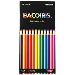 Lápices de Colores Caja con 12 Piezas Largos Redondos Bacoiris