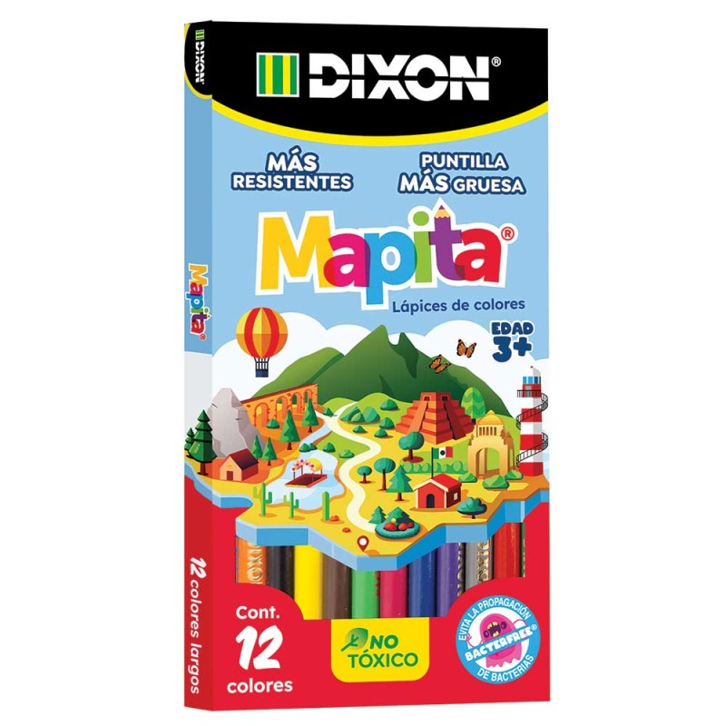 Lápices de Colores Caja con 12 Piezas Largos Redondos Mapita
