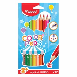 Lápices de Colores Caja con 12 Piezas Largos Triangulares Jumbo Color Peps
