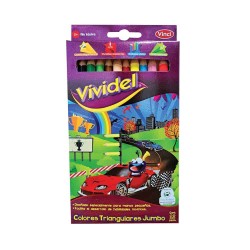Lápices de Colores Caja con 12 Piezas Largos Triangulares Jumbo Vividel