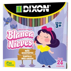 Lápices de Colores Caja con 24 Piezas Largos Redondos Blanca Nieves