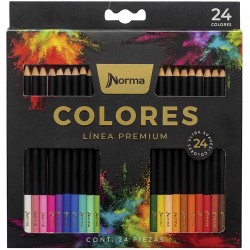 Lápices de Colores Caja con 24 Piezas Largos Redondos de 4 mm Premium Norma 558859