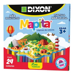 Lápices de Colores Caja con 24 Piezas Largos Redondos Mapita