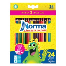 Lápices de Colores Caja con 24 Piezas Largos Redondos Norma