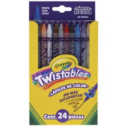 Lápices de Colores Caja con 24 Piezas Largos Redondos Twisteables Crayola