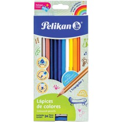 Lápices de Colores Caja con 24 Piezas Largos Triangulares Pelikan