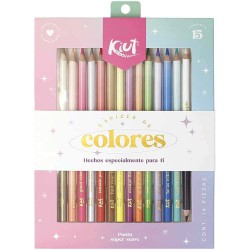 Lápices de Colores Largos Redondos de 4 mm Caja con 15 Piezas Kiut 552170