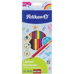 Lápices Doble Color 12 x 24 Redondos Pelikan