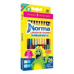Lápices Doble Color 13 Piezas 26 Colores Redondos Norma