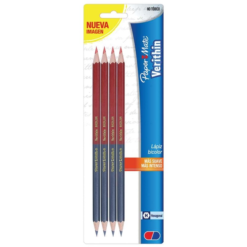Lápiz Bicolor Hexagonal Blíster con 4 Piezas Verithin