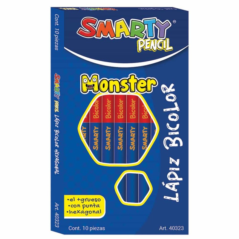 Lápiz Bicolor Hexagonal Mega Caja con 10 Piezas Smarty