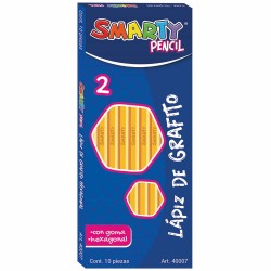Lápiz con Goma Número 2 Hexagonal Caja con 10 Piezas Smart Plus