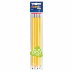 Lápiz con Goma Número 2 Triangular Bolsa con 4 Piezas Smart Plus