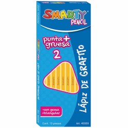 Lápiz con Goma Número 2 Triangular Punta gruesa con 10 Piezas Smarty