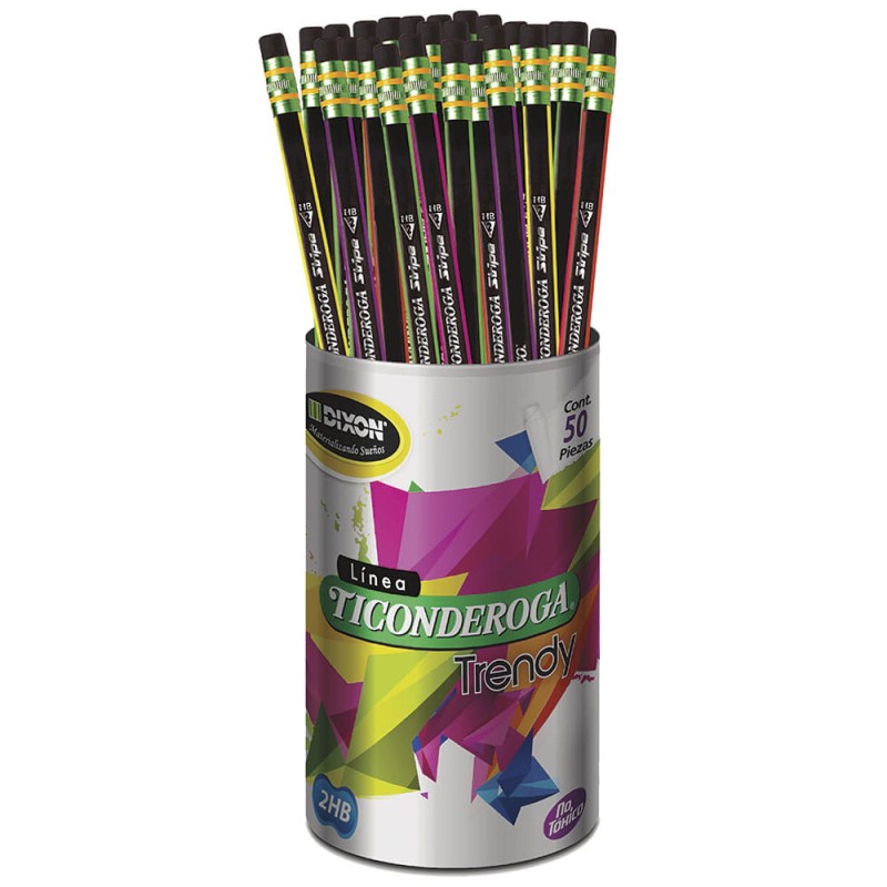 Lápiz con Goma Número 2 Triangular Stripe con 50 Piezas Ticonderoga