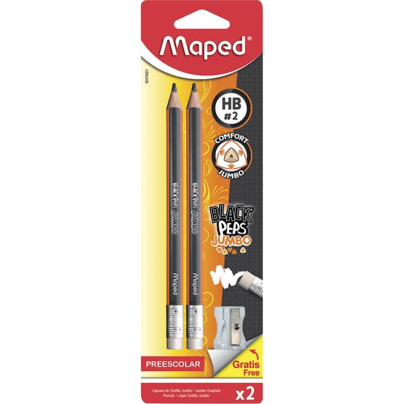 Lápiz Entrenador Black Peps Blíster con 2 Piezas y Sacapuntas  Maped
