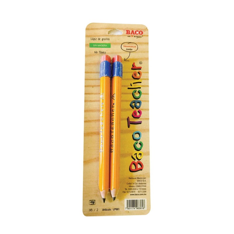 Lápiz Entrenador Triangular Blíster con 2 Baco Teacher