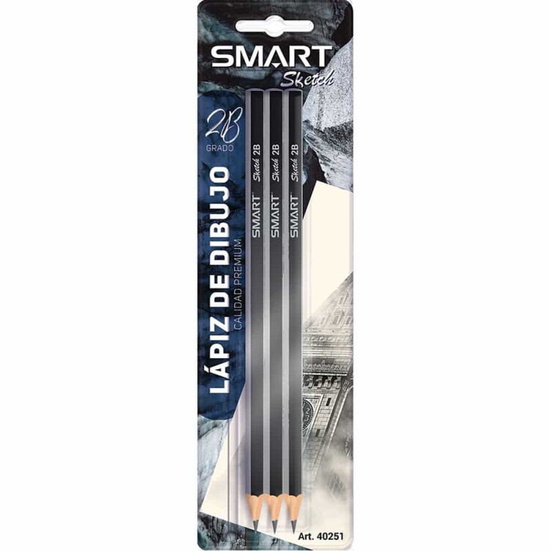 Lápiz para Dibujo 2B Blíster 3 Piezas Smart Sketch